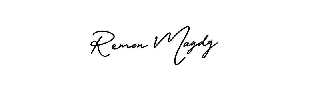 It looks lik you need a new signature style for name Remon Magdy. Design unique handwritten (AmerikaSignatureDemo-Regular) signature with our free signature maker in just a few clicks. Remon Magdy signature style 3 images and pictures png