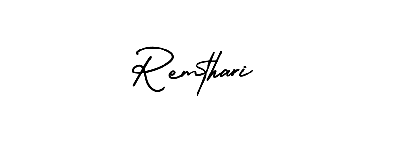 The best way (AmerikaSignatureDemo-Regular) to make a short signature is to pick only two or three words in your name. The name Remthari include a total of six letters. For converting this name. Remthari signature style 3 images and pictures png