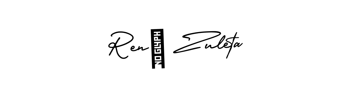 You should practise on your own different ways (AmerikaSignatureDemo-Regular) to write your name (René Zuleta) in signature. don't let someone else do it for you. René Zuleta signature style 3 images and pictures png