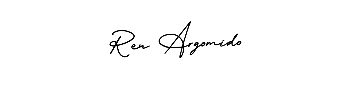 The best way (AmerikaSignatureDemo-Regular) to make a short signature is to pick only two or three words in your name. The name Ren Argomido include a total of six letters. For converting this name. Ren Argomido signature style 3 images and pictures png
