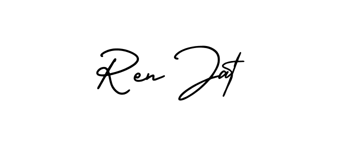 Ren Jat stylish signature style. Best Handwritten Sign (AmerikaSignatureDemo-Regular) for my name. Handwritten Signature Collection Ideas for my name Ren Jat. Ren Jat signature style 3 images and pictures png