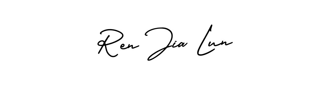 Ren Jia Lun stylish signature style. Best Handwritten Sign (AmerikaSignatureDemo-Regular) for my name. Handwritten Signature Collection Ideas for my name Ren Jia Lun. Ren Jia Lun signature style 3 images and pictures png