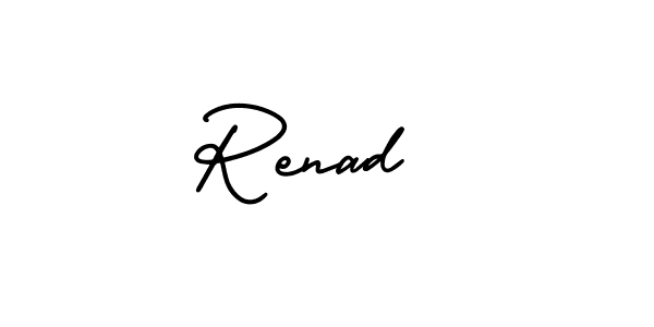 The best way (AmerikaSignatureDemo-Regular) to make a short signature is to pick only two or three words in your name. The name Renad  include a total of six letters. For converting this name. Renad  signature style 3 images and pictures png