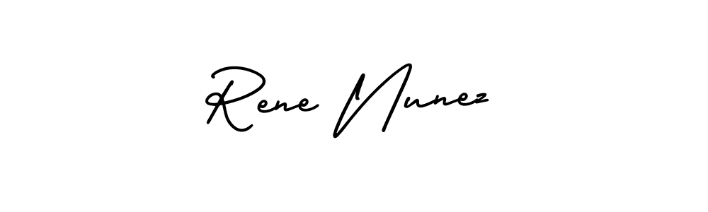 Make a short Rene Nunez signature style. Manage your documents anywhere anytime using AmerikaSignatureDemo-Regular. Create and add eSignatures, submit forms, share and send files easily. Rene Nunez signature style 3 images and pictures png
