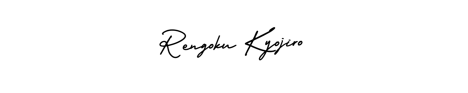 The best way (AmerikaSignatureDemo-Regular) to make a short signature is to pick only two or three words in your name. The name Rengoku Kyojiro include a total of six letters. For converting this name. Rengoku Kyojiro signature style 3 images and pictures png