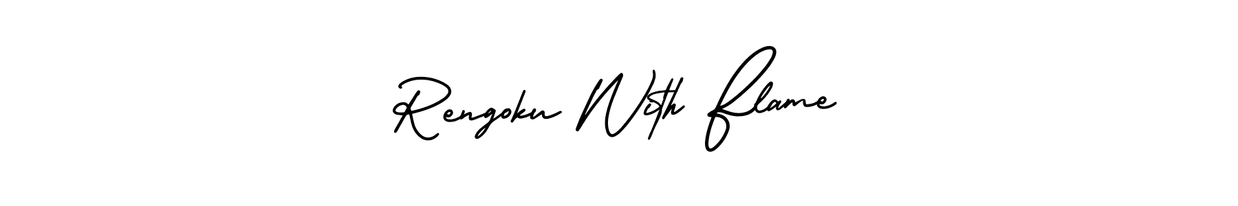 if you are searching for the best signature style for your name Rengoku With Flame. so please give up your signature search. here we have designed multiple signature styles  using AmerikaSignatureDemo-Regular. Rengoku With Flame signature style 3 images and pictures png