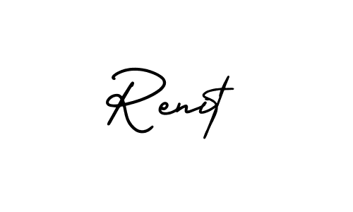 You should practise on your own different ways (AmerikaSignatureDemo-Regular) to write your name (Renit) in signature. don't let someone else do it for you. Renit signature style 3 images and pictures png