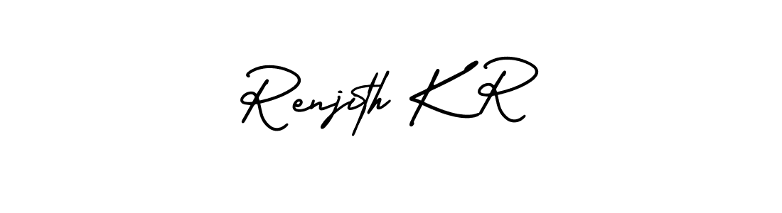 How to make Renjith K R name signature. Use AmerikaSignatureDemo-Regular style for creating short signs online. This is the latest handwritten sign. Renjith K R signature style 3 images and pictures png