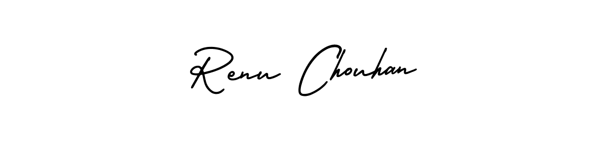 The best way (AmerikaSignatureDemo-Regular) to make a short signature is to pick only two or three words in your name. The name Renu Chouhan include a total of six letters. For converting this name. Renu Chouhan signature style 3 images and pictures png