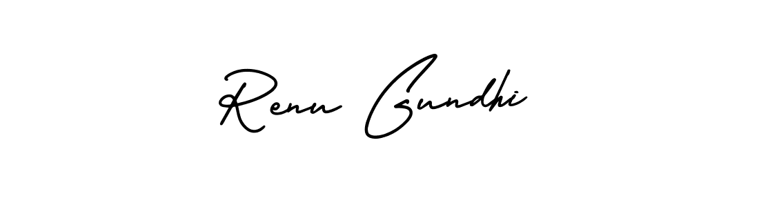 How to make Renu Gundhi name signature. Use AmerikaSignatureDemo-Regular style for creating short signs online. This is the latest handwritten sign. Renu Gundhi signature style 3 images and pictures png