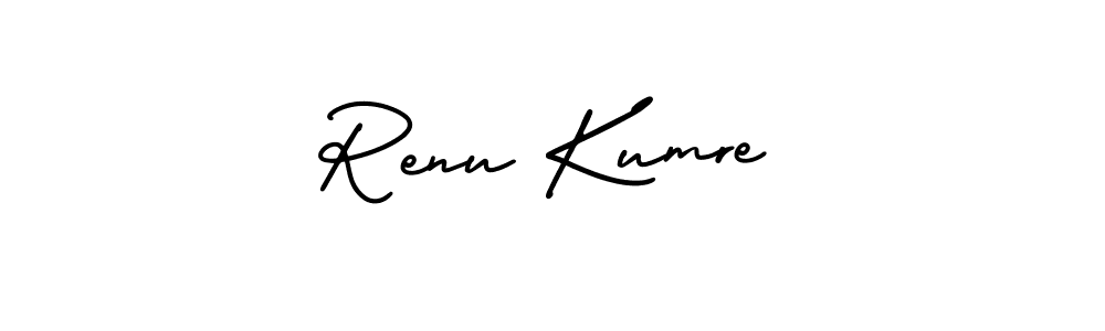 This is the best signature style for the Renu Kumre name. Also you like these signature font (AmerikaSignatureDemo-Regular). Mix name signature. Renu Kumre signature style 3 images and pictures png