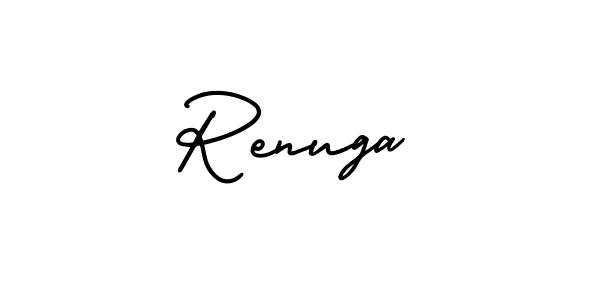 How to make Renuga name signature. Use AmerikaSignatureDemo-Regular style for creating short signs online. This is the latest handwritten sign. Renuga signature style 3 images and pictures png