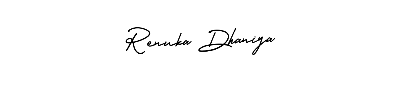 Also You can easily find your signature by using the search form. We will create Renuka Dhaniya name handwritten signature images for you free of cost using AmerikaSignatureDemo-Regular sign style. Renuka Dhaniya signature style 3 images and pictures png
