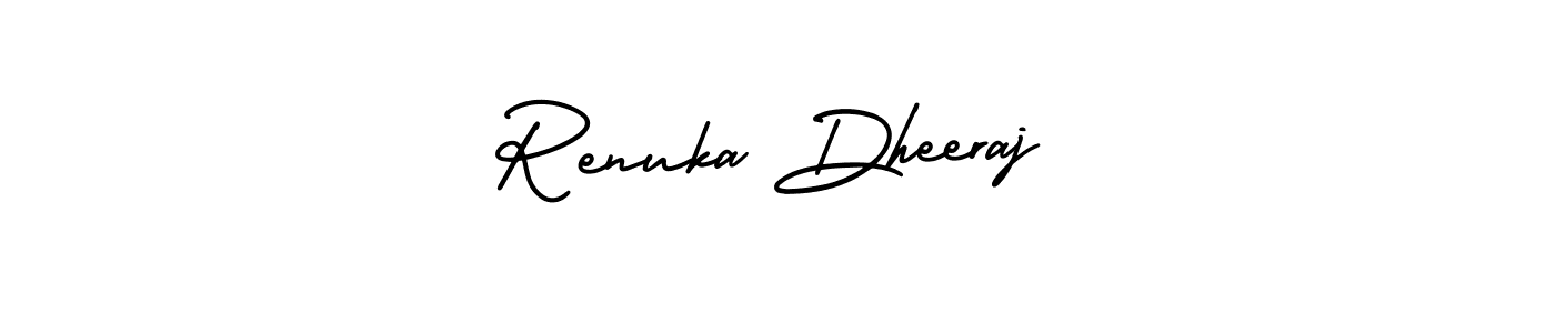 The best way (AmerikaSignatureDemo-Regular) to make a short signature is to pick only two or three words in your name. The name Renuka Dheeraj include a total of six letters. For converting this name. Renuka Dheeraj signature style 3 images and pictures png