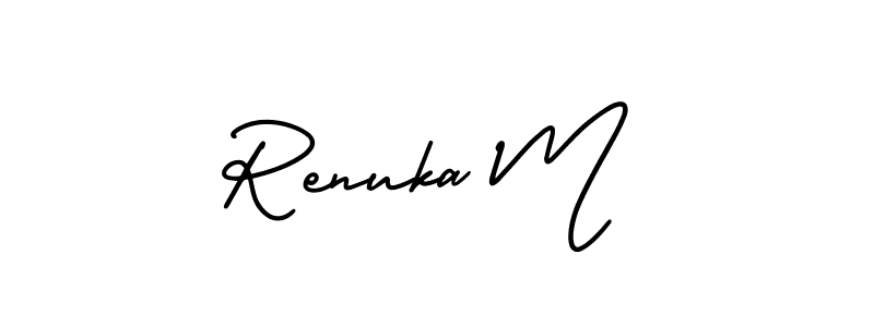 Use a signature maker to create a handwritten signature online. With this signature software, you can design (AmerikaSignatureDemo-Regular) your own signature for name Renuka M. Renuka M signature style 3 images and pictures png