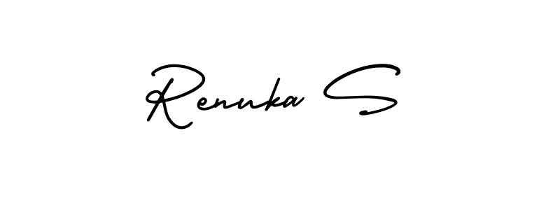 Similarly AmerikaSignatureDemo-Regular is the best handwritten signature design. Signature creator online .You can use it as an online autograph creator for name Renuka S. Renuka S signature style 3 images and pictures png