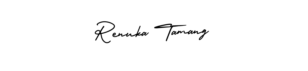 How to make Renuka Tamang name signature. Use AmerikaSignatureDemo-Regular style for creating short signs online. This is the latest handwritten sign. Renuka Tamang signature style 3 images and pictures png