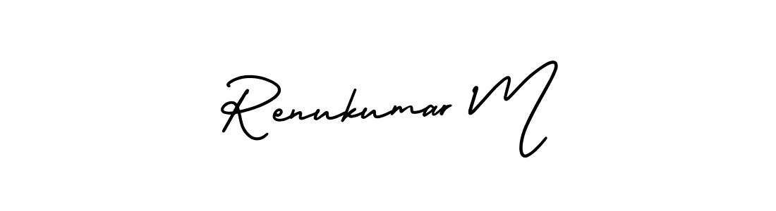 It looks lik you need a new signature style for name Renukumar M. Design unique handwritten (AmerikaSignatureDemo-Regular) signature with our free signature maker in just a few clicks. Renukumar M signature style 3 images and pictures png