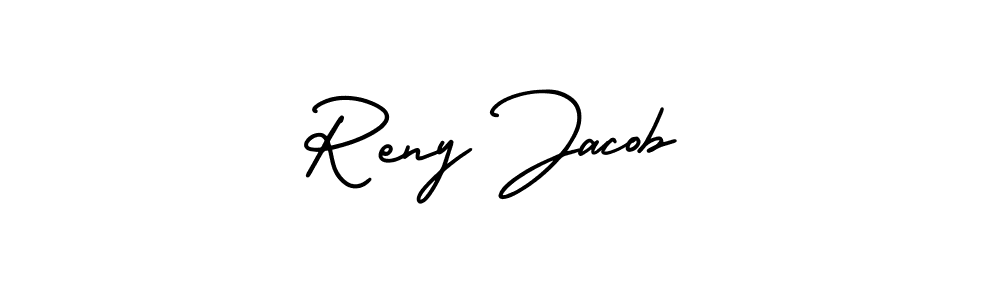 Similarly AmerikaSignatureDemo-Regular is the best handwritten signature design. Signature creator online .You can use it as an online autograph creator for name Reny Jacob. Reny Jacob signature style 3 images and pictures png