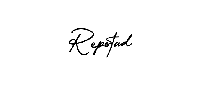 You should practise on your own different ways (AmerikaSignatureDemo-Regular) to write your name (Repstad) in signature. don't let someone else do it for you. Repstad signature style 3 images and pictures png