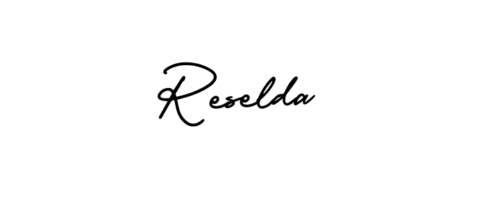 Similarly AmerikaSignatureDemo-Regular is the best handwritten signature design. Signature creator online .You can use it as an online autograph creator for name Reselda. Reselda signature style 3 images and pictures png