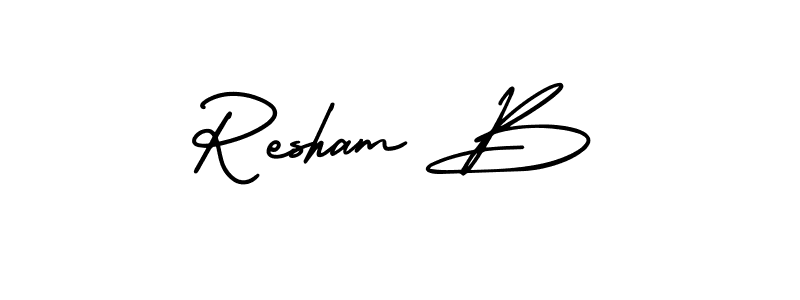 You should practise on your own different ways (AmerikaSignatureDemo-Regular) to write your name (Resham B) in signature. don't let someone else do it for you. Resham B signature style 3 images and pictures png