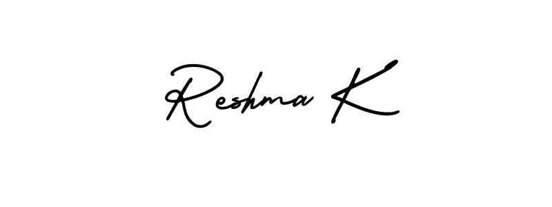 Make a beautiful signature design for name Reshma K. With this signature (AmerikaSignatureDemo-Regular) style, you can create a handwritten signature for free. Reshma K signature style 3 images and pictures png