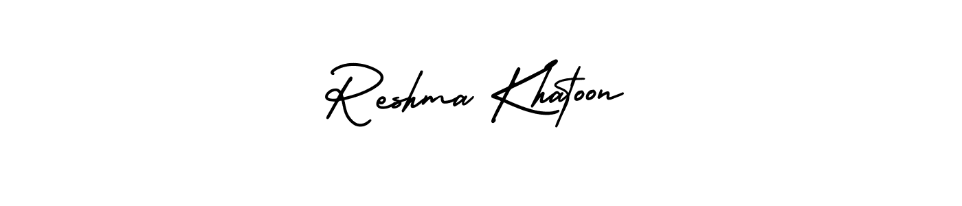 This is the best signature style for the Reshma Khatoon name. Also you like these signature font (AmerikaSignatureDemo-Regular). Mix name signature. Reshma Khatoon signature style 3 images and pictures png