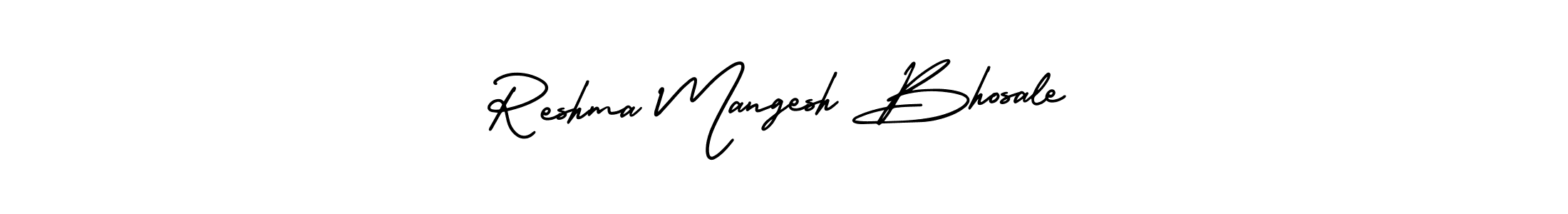 This is the best signature style for the Reshma Mangesh Bhosale name. Also you like these signature font (AmerikaSignatureDemo-Regular). Mix name signature. Reshma Mangesh Bhosale signature style 3 images and pictures png