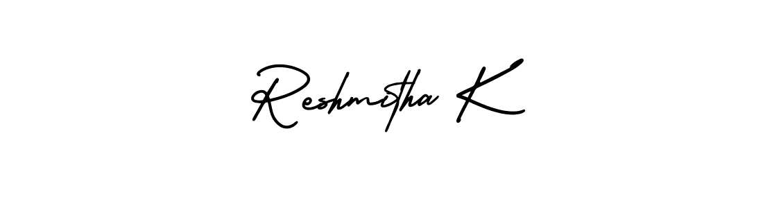How to make Reshmitha K name signature. Use AmerikaSignatureDemo-Regular style for creating short signs online. This is the latest handwritten sign. Reshmitha K signature style 3 images and pictures png