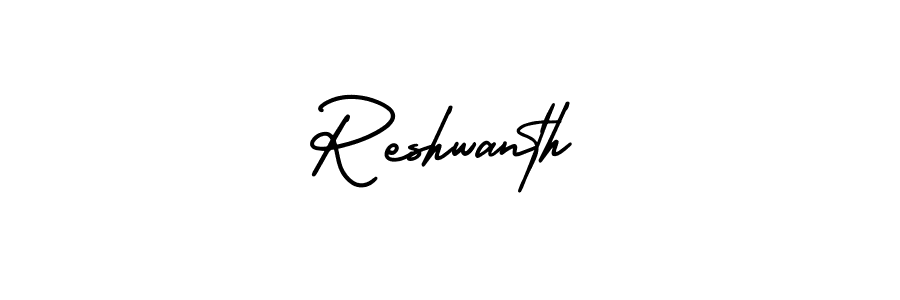 The best way (AmerikaSignatureDemo-Regular) to make a short signature is to pick only two or three words in your name. The name Reshwanth include a total of six letters. For converting this name. Reshwanth signature style 3 images and pictures png