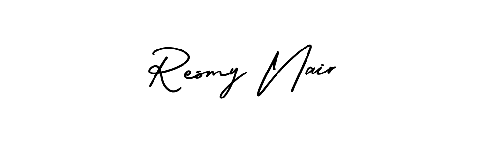 The best way (AmerikaSignatureDemo-Regular) to make a short signature is to pick only two or three words in your name. The name Resmy Nair include a total of six letters. For converting this name. Resmy Nair signature style 3 images and pictures png