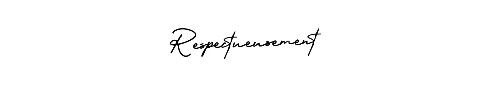 Create a beautiful signature design for name Respectueusement. With this signature (AmerikaSignatureDemo-Regular) fonts, you can make a handwritten signature for free. Respectueusement signature style 3 images and pictures png