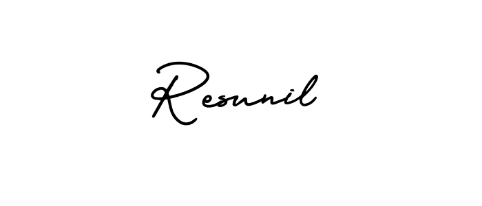 AmerikaSignatureDemo-Regular is a professional signature style that is perfect for those who want to add a touch of class to their signature. It is also a great choice for those who want to make their signature more unique. Get Resunil name to fancy signature for free. Resunil signature style 3 images and pictures png