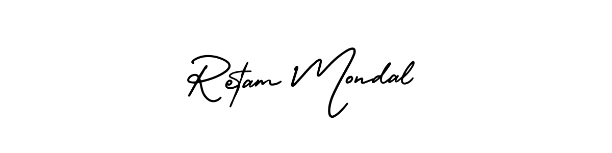 Retam Mondal stylish signature style. Best Handwritten Sign (AmerikaSignatureDemo-Regular) for my name. Handwritten Signature Collection Ideas for my name Retam Mondal. Retam Mondal signature style 3 images and pictures png