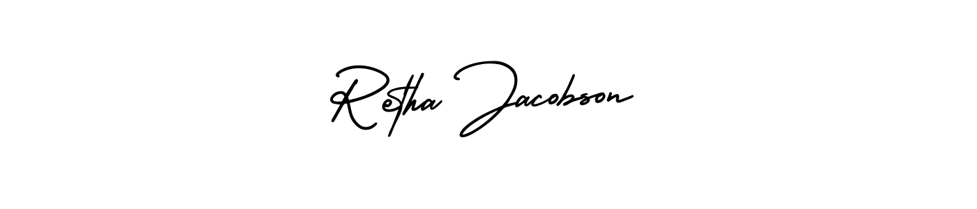 Retha Jacobson stylish signature style. Best Handwritten Sign (AmerikaSignatureDemo-Regular) for my name. Handwritten Signature Collection Ideas for my name Retha Jacobson. Retha Jacobson signature style 3 images and pictures png