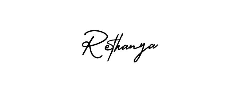 AmerikaSignatureDemo-Regular is a professional signature style that is perfect for those who want to add a touch of class to their signature. It is also a great choice for those who want to make their signature more unique. Get Rethanya name to fancy signature for free. Rethanya signature style 3 images and pictures png