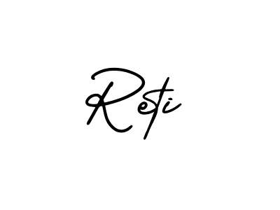 The best way (AmerikaSignatureDemo-Regular) to make a short signature is to pick only two or three words in your name. The name Reti include a total of six letters. For converting this name. Reti signature style 3 images and pictures png