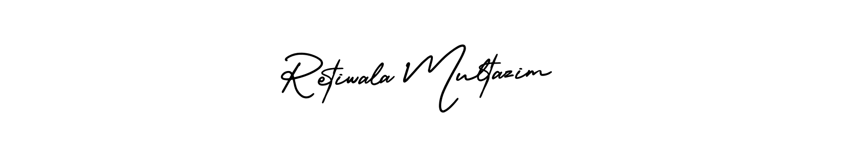 if you are searching for the best signature style for your name Retiwala Multazim. so please give up your signature search. here we have designed multiple signature styles  using AmerikaSignatureDemo-Regular. Retiwala Multazim signature style 3 images and pictures png