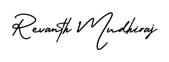 Transform the name Revanth Mudhiraj into a signature masterpiece using AmerikaSignatureDemo-Regular font. Ideal for photographers, artists, and creators looking for watermarks. Revanth Mudhiraj signature style 3 images and pictures png