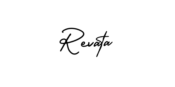 How to make Revata name signature. Use AmerikaSignatureDemo-Regular style for creating short signs online. This is the latest handwritten sign. Revata signature style 3 images and pictures png