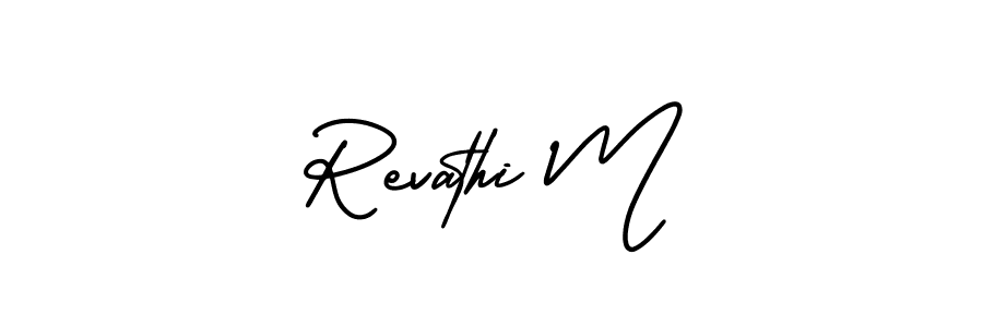 This is the best signature style for the Revathi M name. Also you like these signature font (AmerikaSignatureDemo-Regular). Mix name signature. Revathi M signature style 3 images and pictures png