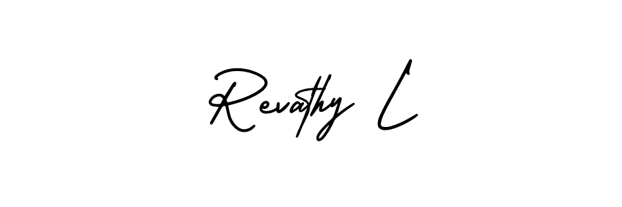 Design your own signature with our free online signature maker. With this signature software, you can create a handwritten (AmerikaSignatureDemo-Regular) signature for name Revathy L. Revathy L signature style 3 images and pictures png