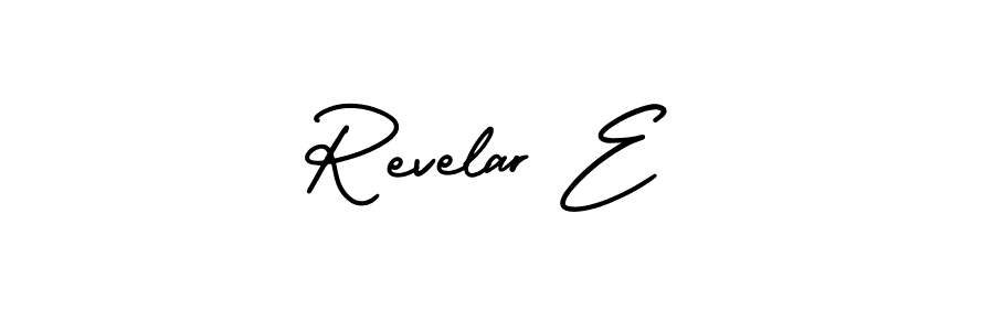 This is the best signature style for the Revelar E name. Also you like these signature font (AmerikaSignatureDemo-Regular). Mix name signature. Revelar E signature style 3 images and pictures png