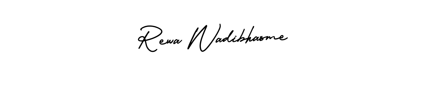 This is the best signature style for the Rewa Wadibhasme name. Also you like these signature font (AmerikaSignatureDemo-Regular). Mix name signature. Rewa Wadibhasme signature style 3 images and pictures png