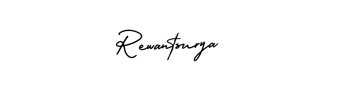 You should practise on your own different ways (AmerikaSignatureDemo-Regular) to write your name (Rewantsurya) in signature. don't let someone else do it for you. Rewantsurya signature style 3 images and pictures png