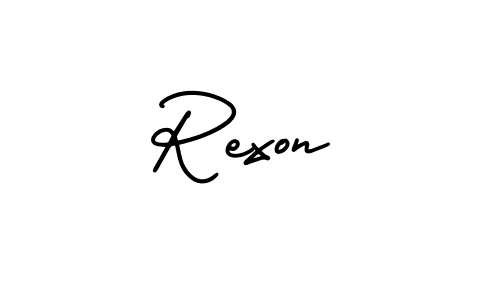 Rexon stylish signature style. Best Handwritten Sign (AmerikaSignatureDemo-Regular) for my name. Handwritten Signature Collection Ideas for my name Rexon. Rexon signature style 3 images and pictures png