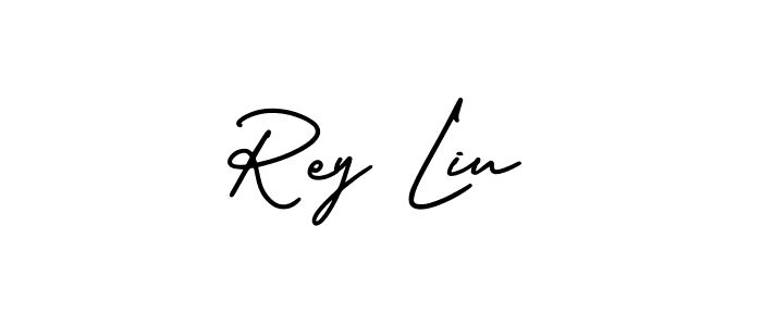 You should practise on your own different ways (AmerikaSignatureDemo-Regular) to write your name (Rey Liu) in signature. don't let someone else do it for you. Rey Liu signature style 3 images and pictures png