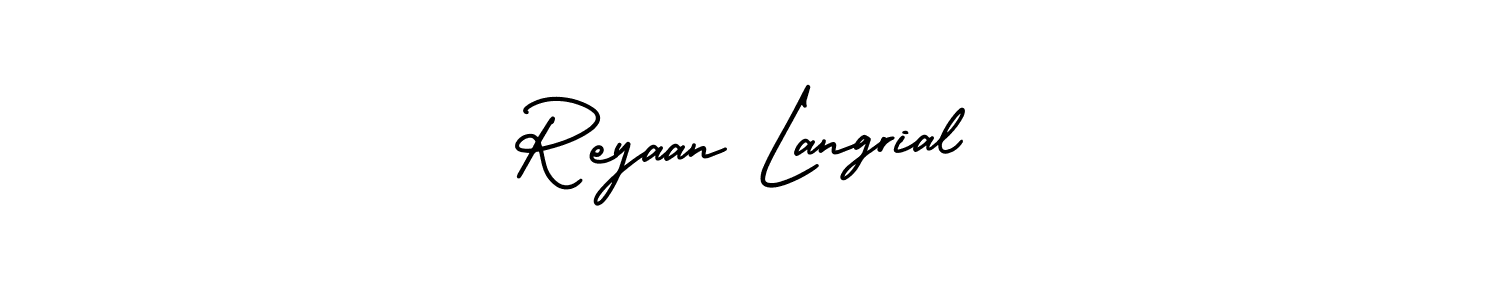 Similarly AmerikaSignatureDemo-Regular is the best handwritten signature design. Signature creator online .You can use it as an online autograph creator for name Reyaan Langrial. Reyaan Langrial signature style 3 images and pictures png