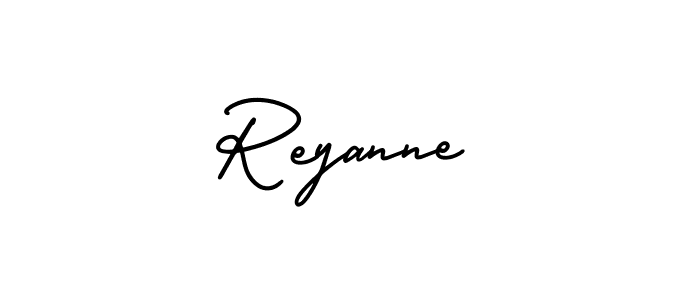 How to make Reyanne name signature. Use AmerikaSignatureDemo-Regular style for creating short signs online. This is the latest handwritten sign. Reyanne signature style 3 images and pictures png
